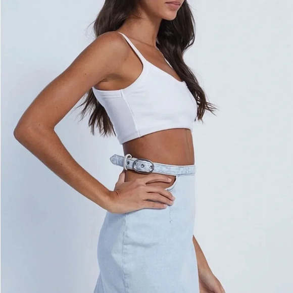 WEWOREWHAT NEW NWT WOMENS DENIM JEAN MINI SKIRT CASUAL SUMMER SPRING SIZE XS M L - Picture 4 of 10